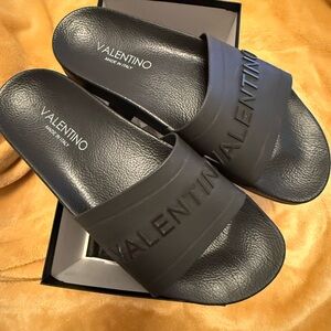 Authentic Valentino Black Rubber Slides Sz 11